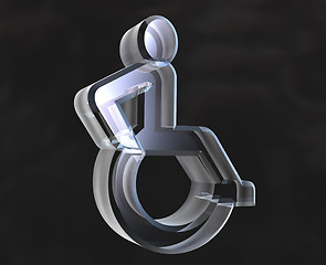 Image showing Universal wheelchair symbol in transparent glass (3d) 