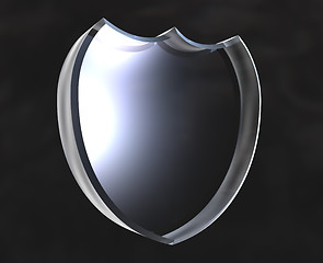 Image showing shield symbol in transparent glass (3d) 