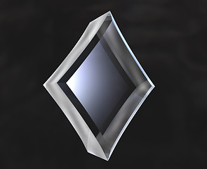 Image showing diamond symbol in transparent glass on black background 