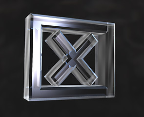 Image showing X Checked Box symbol in transparent glass (3d) 