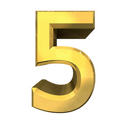 Image showing 3d number 5 in gold 