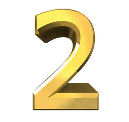 Image showing 3d number 2 in gold 