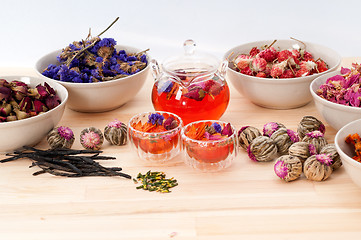 Image showing Herbal natural floral tea infusion with dry flowers