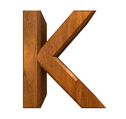 Image showing 3d letter K in wood 