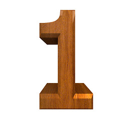 Image showing 3d number 1 in wood 