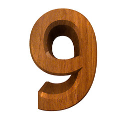 Image showing 3d number 9 in wood 