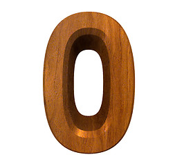 Image showing 3d number 0 in wood 