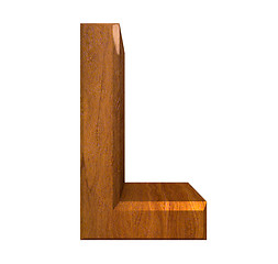 Image showing 3d letter L in wood 