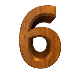 Image showing 3d number 6 in wood 