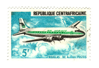 Image showing central african stamp with airplane 