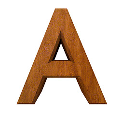 Image showing 3d letter A in wood 
