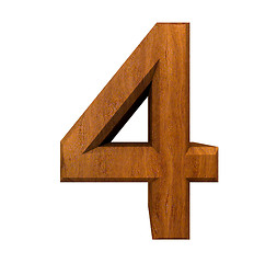 Image showing 3d number 4 in wood 