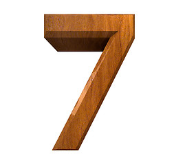 Image showing 3d number 7 in wood 