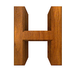 Image showing 3d letter H in wood 