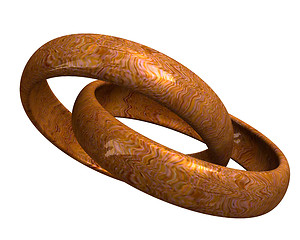 Image showing wedding rings in wood (3D) 