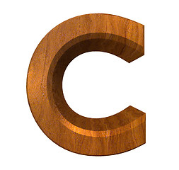 Image showing 3d letter C in wood 