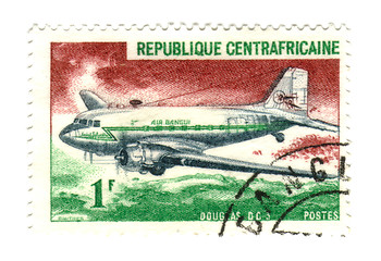 Image showing central african stamp with airplane 