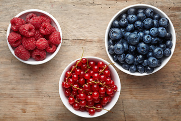 Image showing three bowls of berries