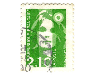 Image showing Old green french stamp 