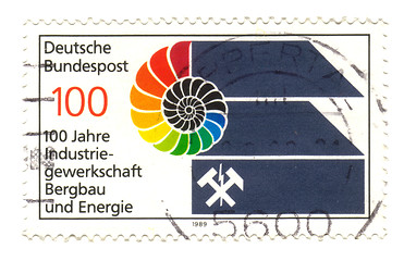 Image showing GERMANY - CIRCA 1989: A stamp printed in Germany, shows mining a