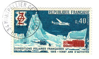 Image showing Old french stamp - Polar exploration 1968 