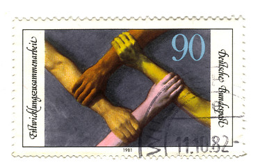 Image showing GERMANY - CIRCA 1981: stamp printed in Germany, shows hand of th