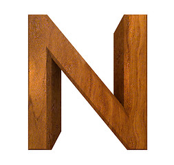 Image showing 3d letter N in wood 