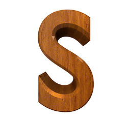 Image showing 3d letter s in wood 