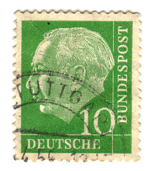 Image showing GERMANY-CIRCA 1955: a stamp printed in the Germany Theodor Heuss