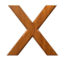 Image showing 3d letter X in wood 