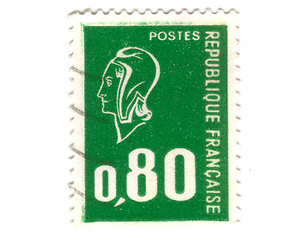 Image showing Old green french stamp 