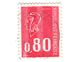 Image showing Old red french stamp 