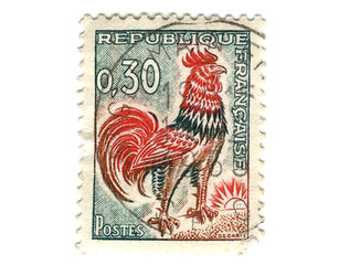 Image showing Old french stamp with Chicken 