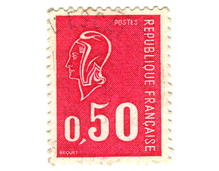 Image showing Old red french stamp 