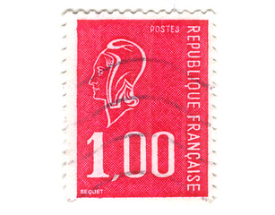 Image showing Old red french stamp 