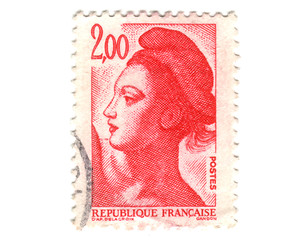 Image showing Old red french stamp 