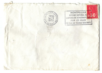 Image showing Old red french stamp on envelop 
