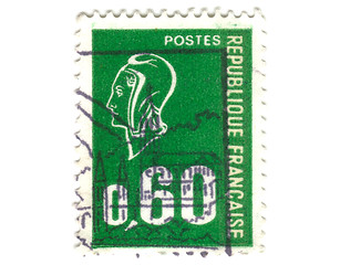 Image showing Old green french stamp 