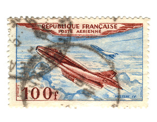 Image showing Old Airmail postage stamp from France 
