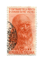 Image showing ITALY - CIRCA 1952: stamp printed by Italy, shows Leonardo da Vi