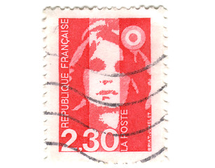 Image showing Old red french stamp 