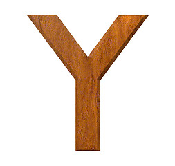 Image showing 3d letter Y in wood 