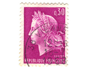 Image showing Old purple french stamp 