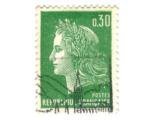 Image showing Old green french stamp 