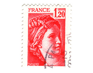 Image showing Old red french stamp 