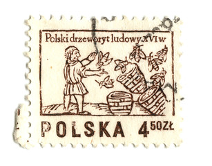 Image showing POLAND - CIRCA 1963: A stamp printed in Poland shows beekeeper, 