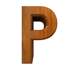 Image showing 3d letter P in wood 