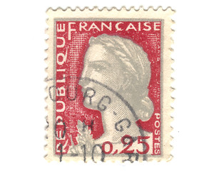 Image showing Old red french stamp