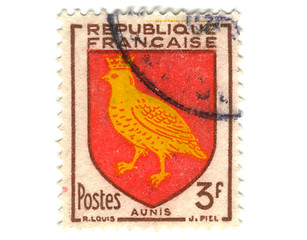 Image showing Aunis City Coat of Arms Postage Stamp 