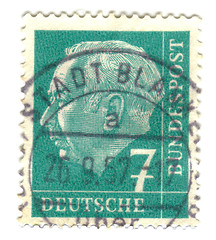 Image showing GERMANY-CIRCA 1955: a stamp printed in the Germany Theodor Heuss
